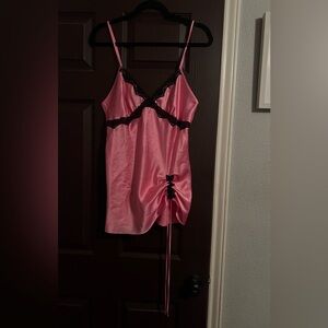 Victoria's Secret Pink and Black Satin slip dress